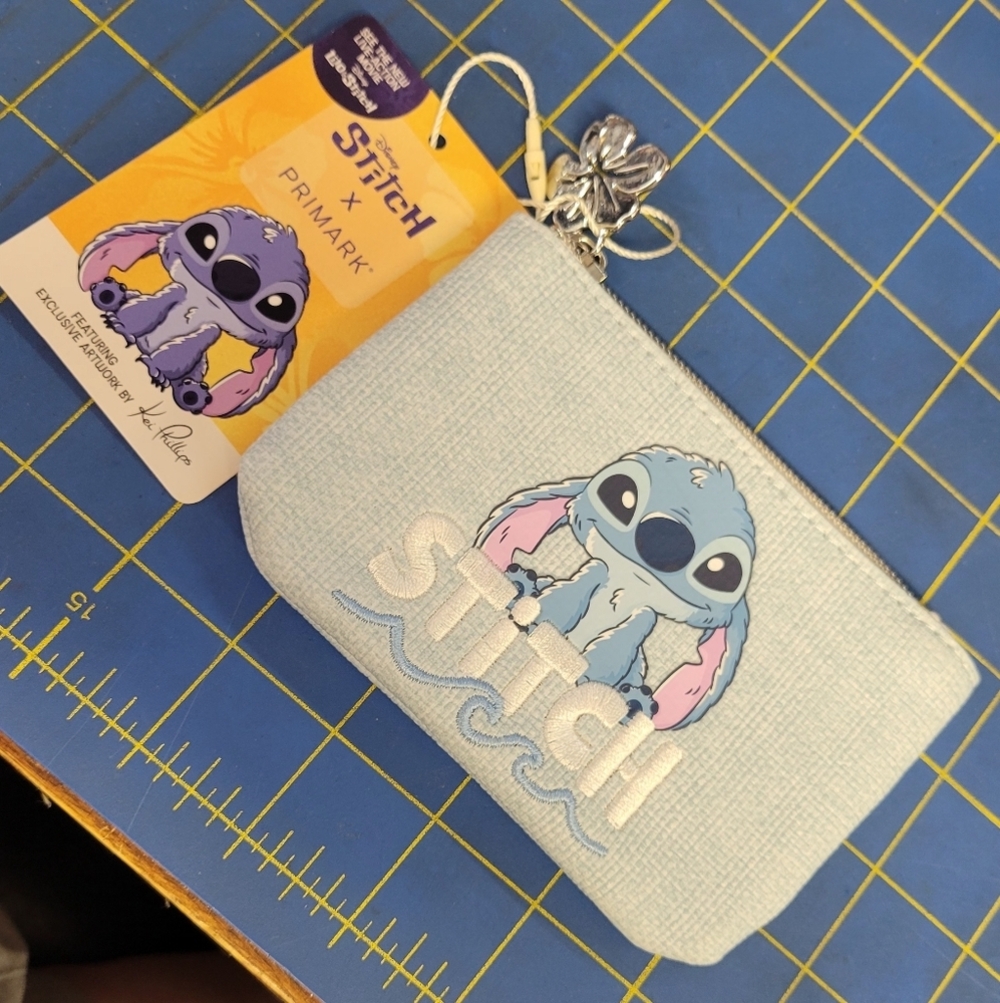Primark Light Blue Stitch Coin Pouch 5.5" x 3.5" NWT